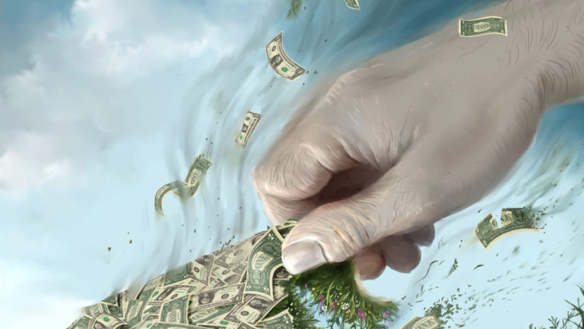 leshyk illustration hand tearing grass