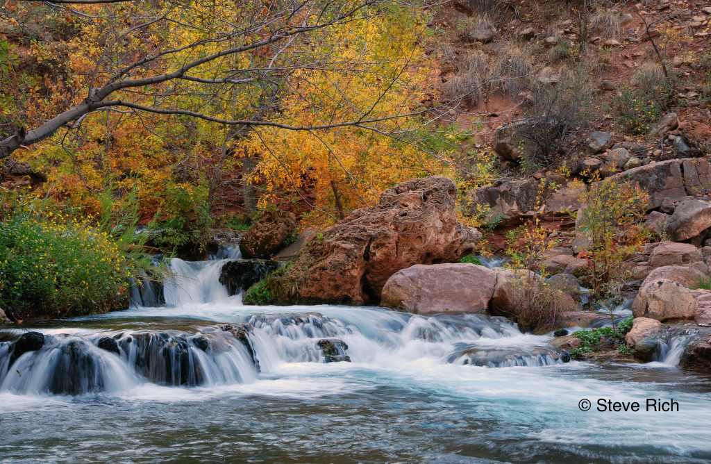 Fossil Creek, Arizona with fall foliage in background.